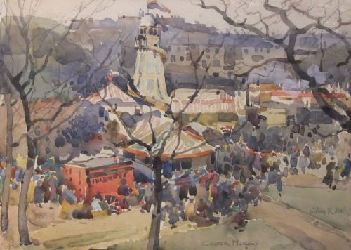 Lilian R. Bell "Easter Monday" Fairground Watercolour