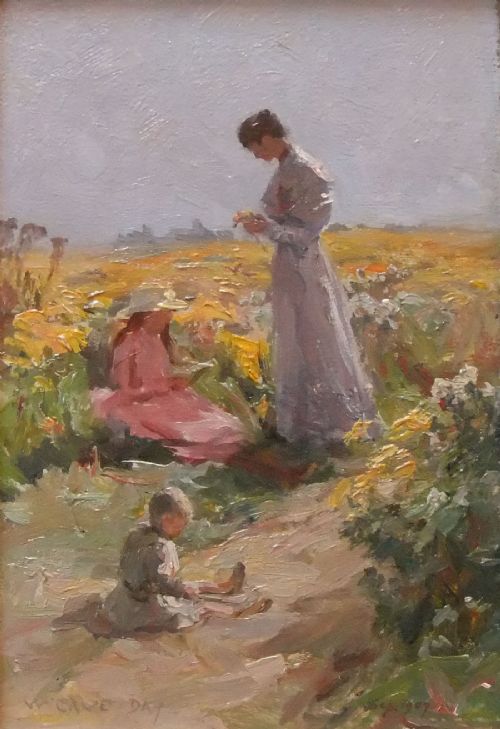 William Cave Day "My Wife and Two Children" Oil Painting