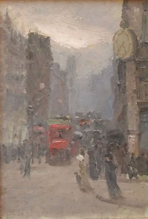 William Cave Day "St. Dunstan's Church, Fleet Street" London, Oil Painting