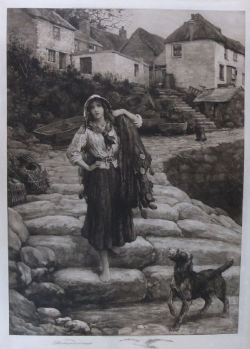 Herbert Dicksee "Down to the Sea" Original Etching 1912