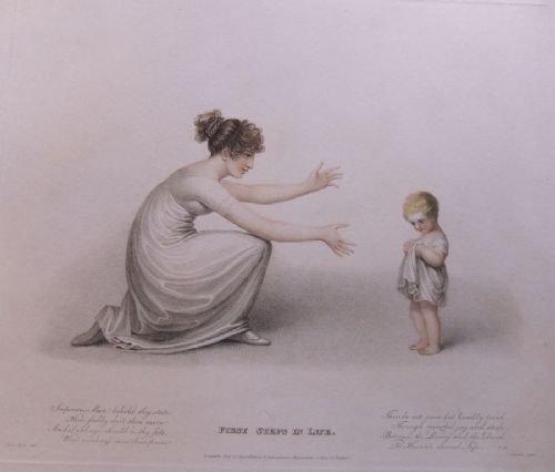 Adam Buck "Mother & Child" Charming Pair of Stipple Engravings