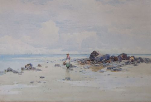 Lester Sutcliffe "The Cockle Gatherers" Watercolour