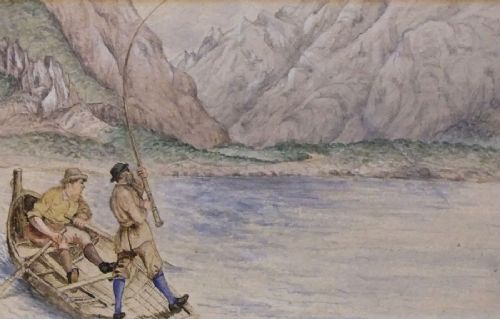 Old Fishing Watercolour, Scottish School Circa 1920
