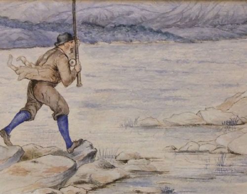 Old Fishing Watercolour Scottish