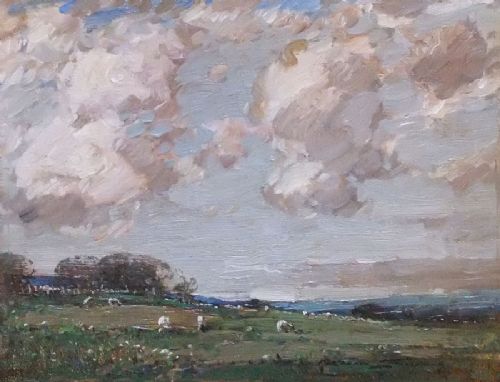 Kershaw Schofield (Yorkshire) "Landscape with Sheep"