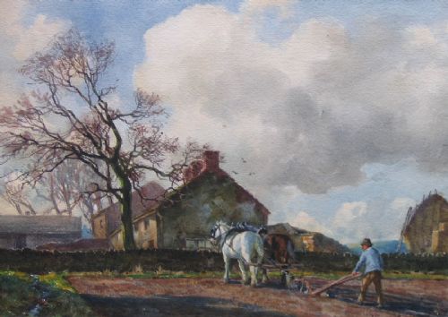 George Hamilton Constantine "Hargreen Farm Derbyshire" Watercolour