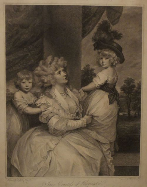 "Jane Countess of Harrington..." Old Engraving by Bartolozzi