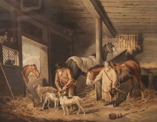 Pair of Old George Morland Prints "The First of September", "Morning" and "Evening"