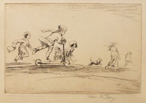 Eileen Soper Etching "Scooters"