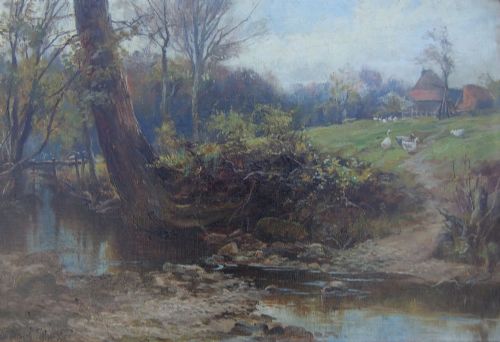 "At Meanwood Near Leeds" Oil Painting by Gilbert Foster.