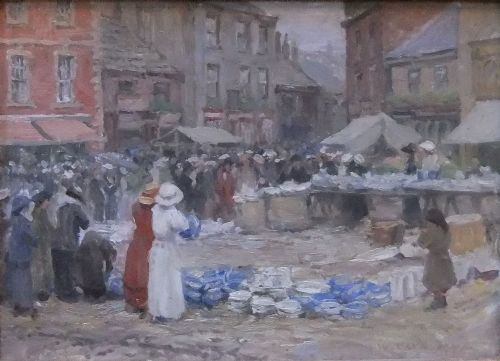 William Cave Day "Knaresborough Market, Yorkshire" Pair of Paintings