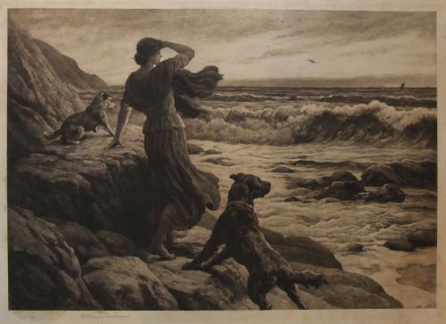 Herbert Dicksee "In Sight at last" Original Etching