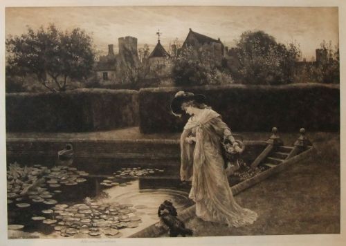 Herbert Dicksee "The Wishing Pool" Etching, Signed