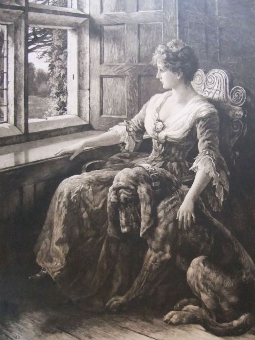 Herbert Dicksee "Anxious Hearts" Original Etching