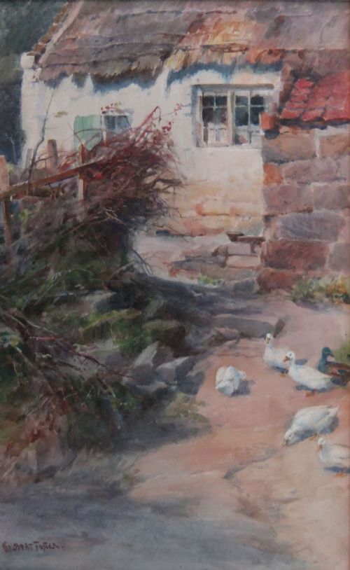 Gilbert Foster "At Runswick" Yorkshire Watercolour.