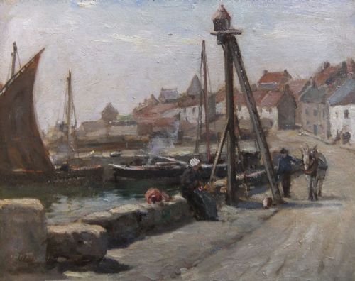 Percy Morton Teasdale Oil Painting "By the Moorings"