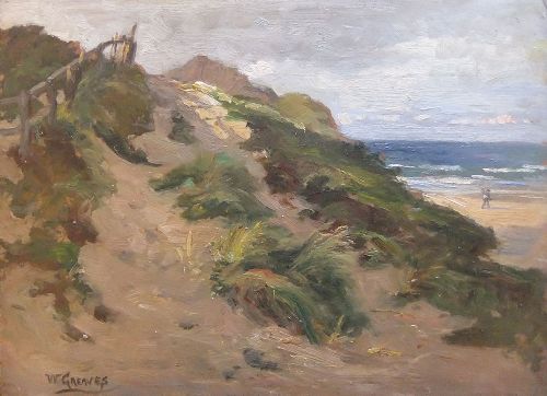 William Greaves "Hart Sandhills Near Hartlepool" Oil Painting