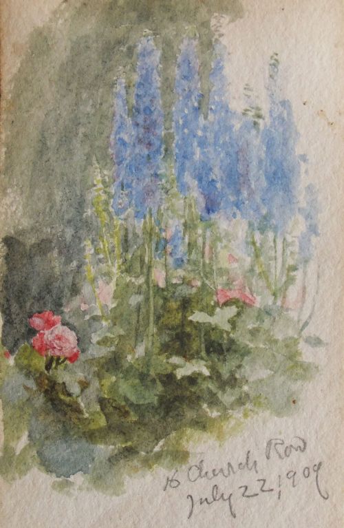 "Delphiniums" Helen Allingham Watercolour 1909