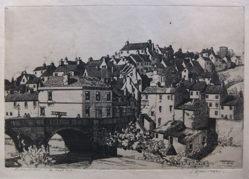"Knaresborough, Yorkshire" Etching by Fred Cecil Jones