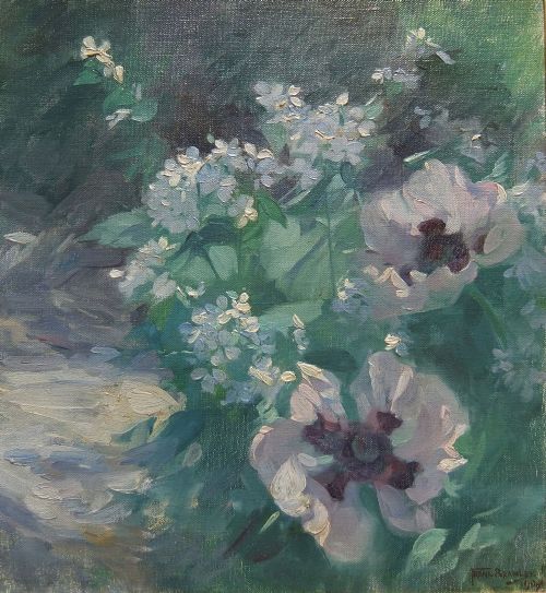 "Poppies" Oil Painting by Frank Bramley