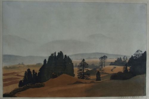 Hans Frank Woodcut "Landscape with Trees"