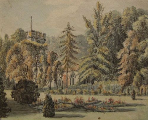 "Cromwell Church and Rectory Garden", Newark, Nottinghamshire Watercolour