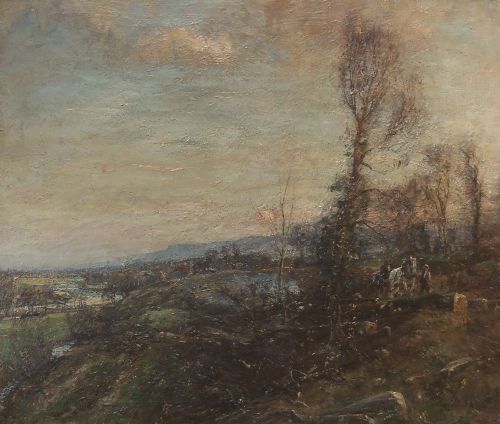 Herbert Royle Oil Painting "Timber Hauling in Wharfedale"