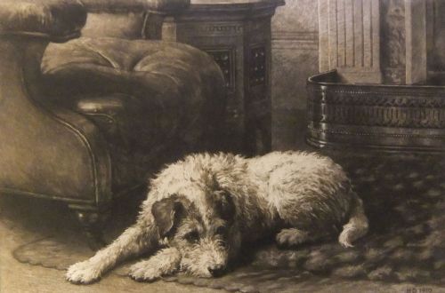 Herbert Dicksee Dog Etching "Where's Master?"
