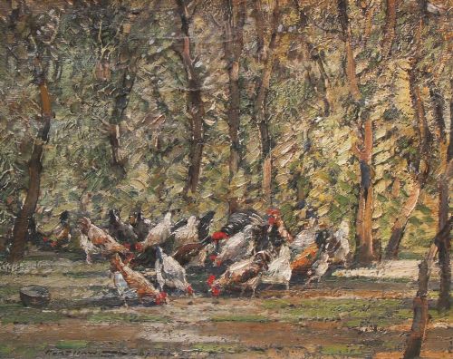 Kershaw Schofield Oil Painting "Feeding Time"