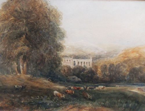 Sam. Bough "Bolton Abbey, Yorkshire" Watercolour