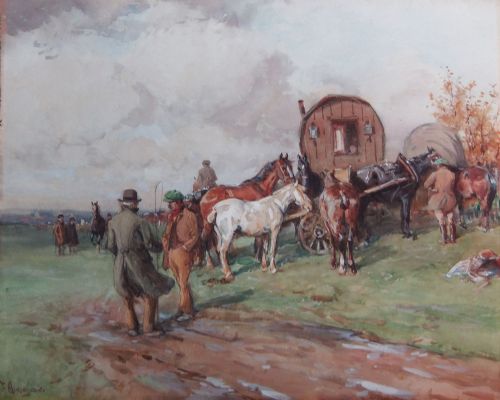 John Atkinson "A Horse Fair" Watercolour