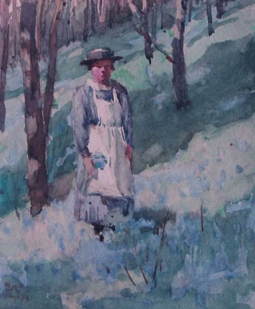 Nelson Dawson Watercolour "The Bluebell Wood"
