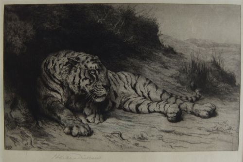 Herbert Dicksee "A Siesta" Original Etching