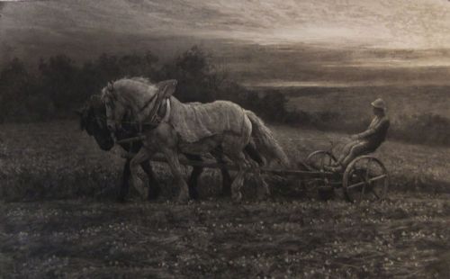 Herbert Dicksee "The Clover Field" Original Etching