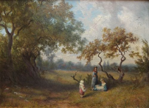 Thomas Rose Miles "Summertime..perivale, Middlesex" Oil Painting
