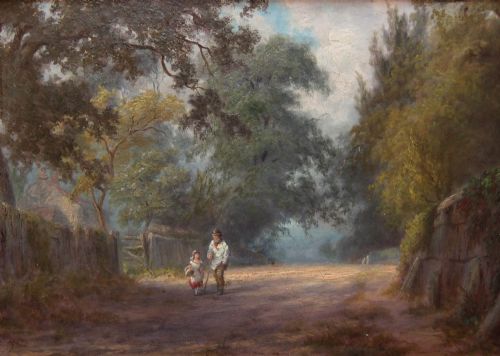 Thomas Rose Miles "Morning, Ealing Lane, Middlesex" Oil Painting
