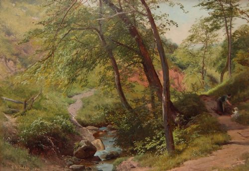 Edward Henry Holder "The Woodland Stream" Oil Painting