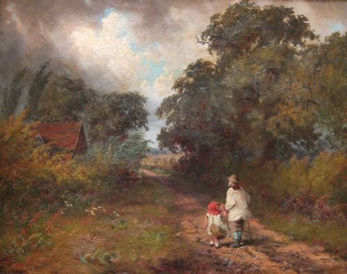 Thomas Rose Miles "Coming Rain, Nr. Harrow, Middlesex" Oil Painting