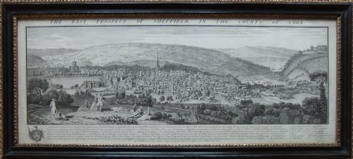 S & N Buck "Sheffield" Old Print Dated 1745