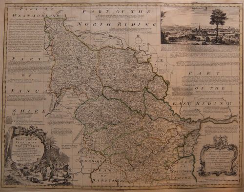 Eman. Bowen "West Riding of Yorkshire" Old Map