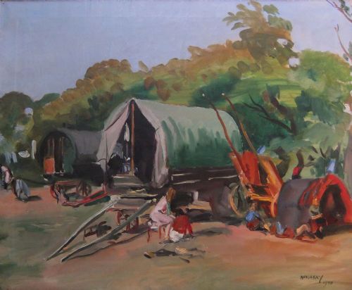 Philip Naviasky "The Gipsy Encampment" Oil Painting