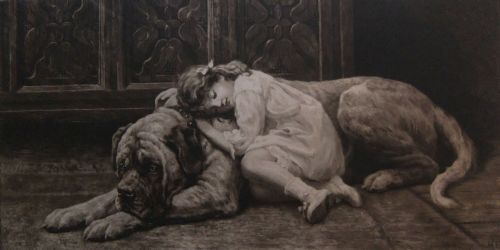 Herbert Dicksee "My Lady Sleeps" Original Etching