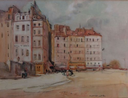 Fred Lawson "Place Du Petit Port" Watercolour
