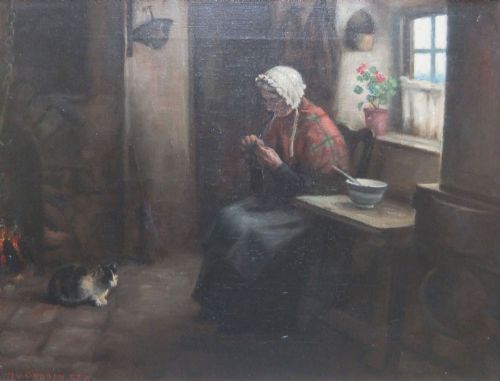 Henry John Dobson "The Window Seat" Oil Painting