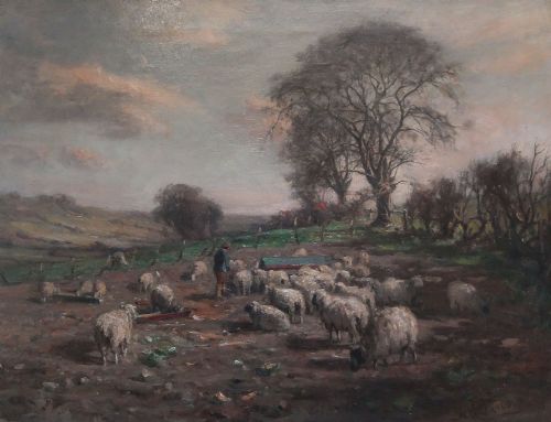 William Greaves "Tending the Flock" Oil Painting