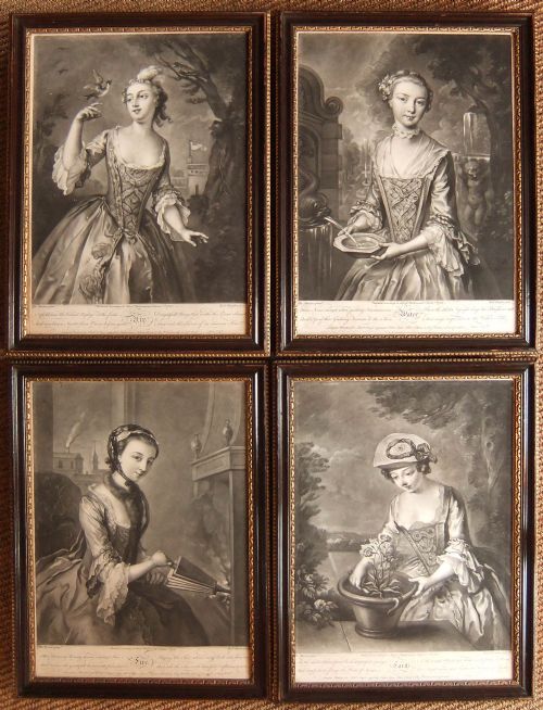 "The Elements" Set of Four Old Prints Dated 1756