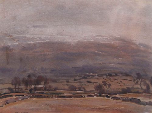 Fred Lawson "Snow Showers, Penhill" Watercolour