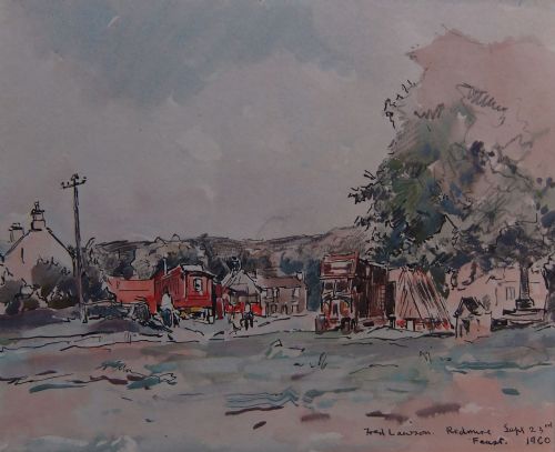 Fred Lawson "Redmire Feast" Watercolour Drawing