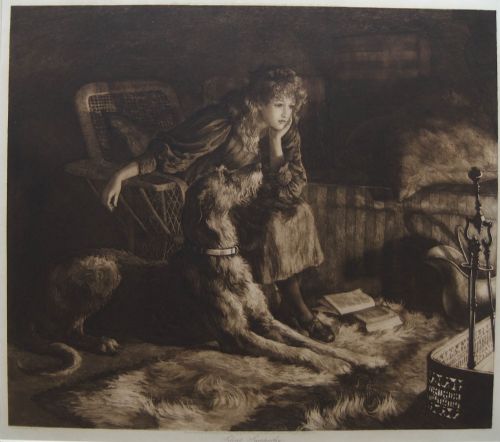 Herbert Dicksee "Silent Sympathy" Original Etching