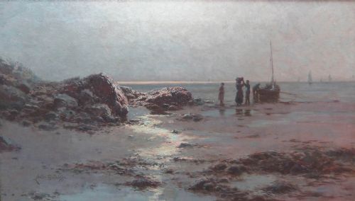 Lester Sutcliffe "Unloading the Catch" Oil on Canvas